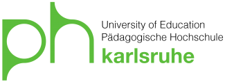 Logo PH Karlsruhe (hellgrün) mit ergänzendem Scriftzug in Schwarz „University of Education | Pädagogische Hochschule“