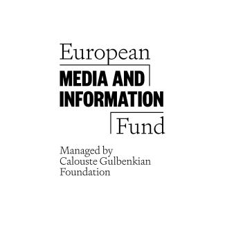 Textmarke in schwarzer Schrift auf weißem Grund: European Media and Information Fund | Managed by Calouste Gulbenskian Foundation