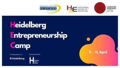Social Media Kachel des Heidelberg Entrepreneurship Camp mit Datum und Sponsorenlogos