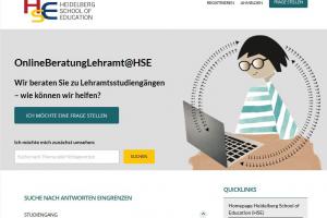 Screenshot des digitalen Beratungsportals OnlineBeratungLehramt@HSE für Studierende mit Berufsziel Lehrer/in an der Universität und der PH Heidelberg