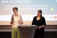 Die Rektorinnen Prof. Dr. Karin Vach (PH Heidelberg) und Prof. Dr. Frauke Melchior (Universität Heidelberg) bei der gemeinsamen Begrüßung